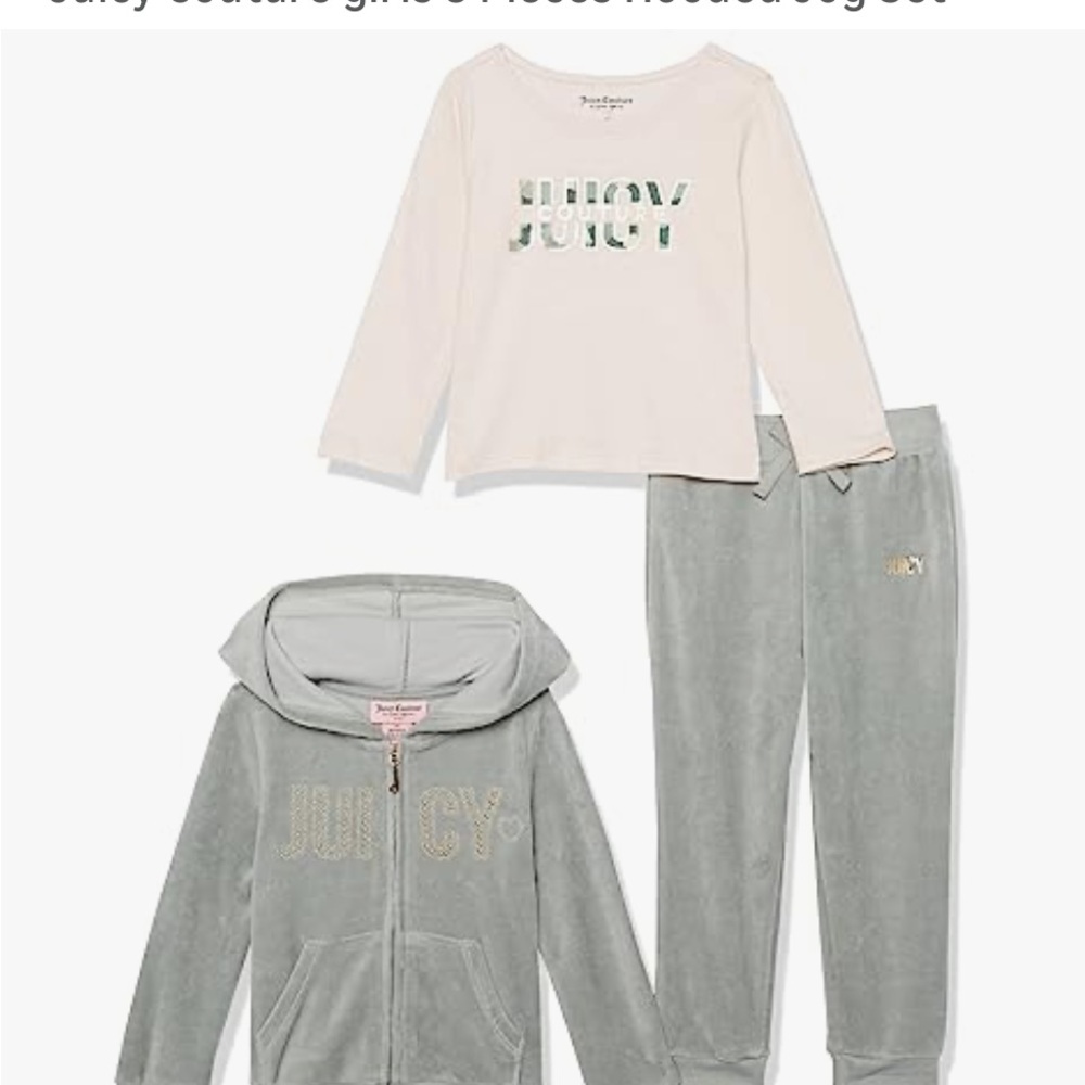 Juicy Couture girls 3 Pieces Hooded Jog Set